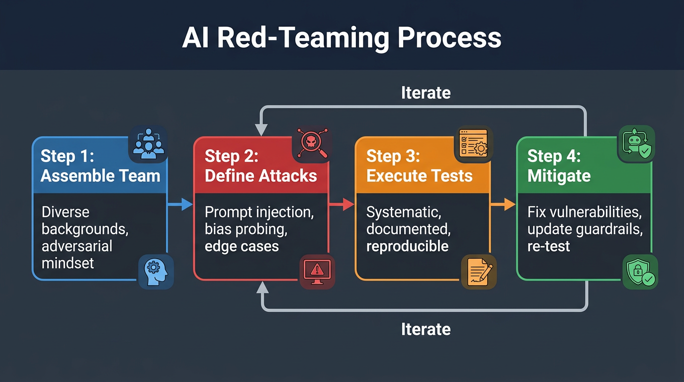AI Red-Teaming Process - Assemble, Define, Execute, Mitigate
