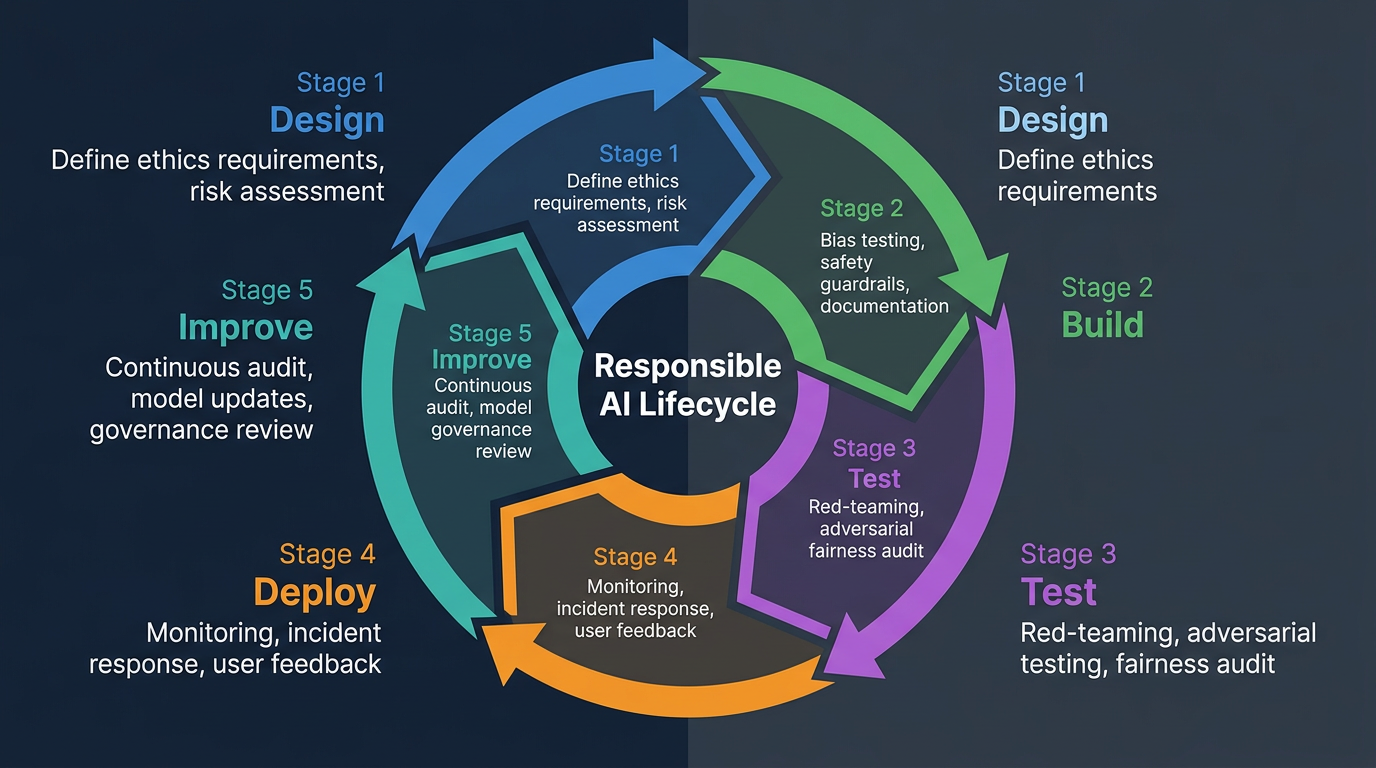 Responsible AI Development Lifecycle - Design, Build, Test, Deploy, Improve