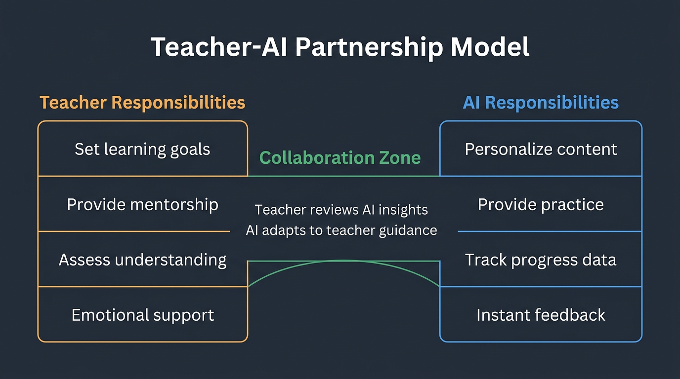 Teacher-AI Partnership Model - Shared Responsibilities and Collaboration Zone