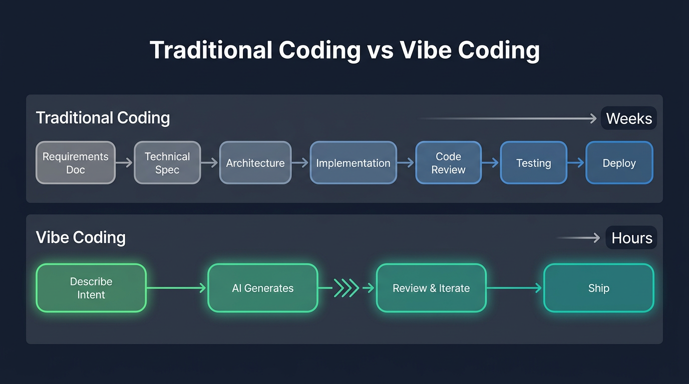 Traditional Coding vs Vibe Coding Workflow Comparison